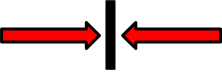 two arrows moving away towards each other